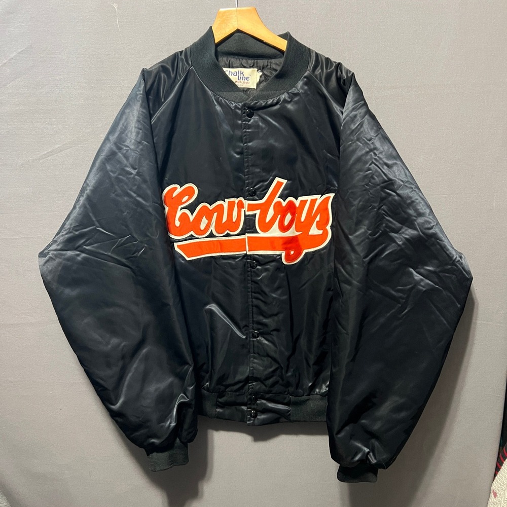 Vintage Chalk Line OSU Cowboys Satin Bomber Jacket Black Orange Mens XXXXL 4XL